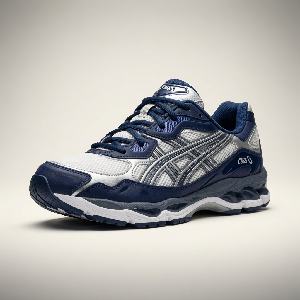 Asics Gel-Kayano — Bleu marine / Blanc / Argent vue 2