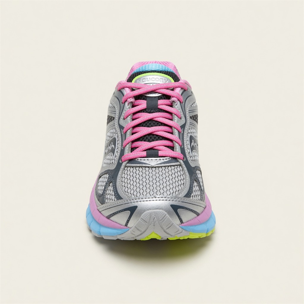 Saucony ProGrid Guide 7 — Gris / Rose / Bleu / Jaune Néon vue 5