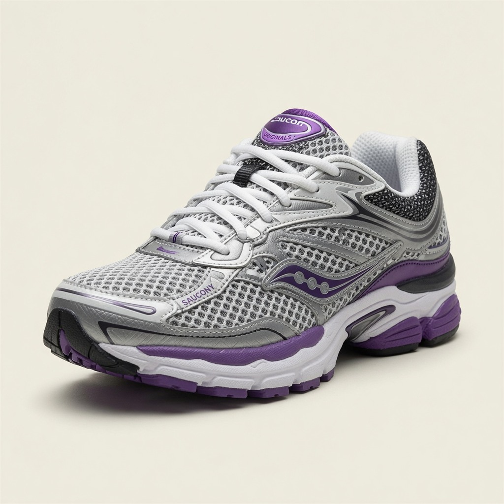 Saucony ProGrid Omni 9 — Argent / Blanc / Violet vue 2