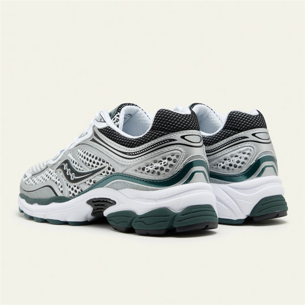 Saucony ProGrid Omni 9 — Blanc / Argent / Vert vue 3