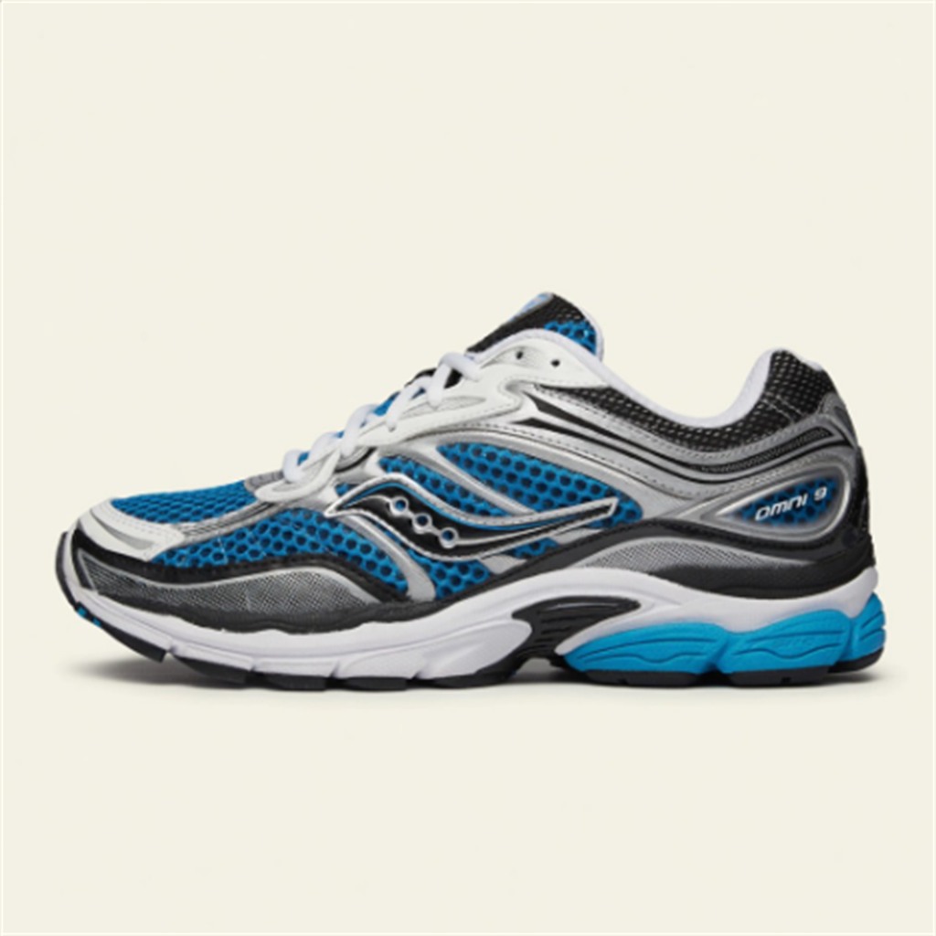 Saucony ProGrid Omni 9 — Blanc / Bleu / Argent