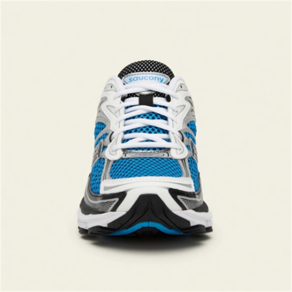 Saucony ProGrid Omni 9 — Blanc / Bleu / Argent vue 3