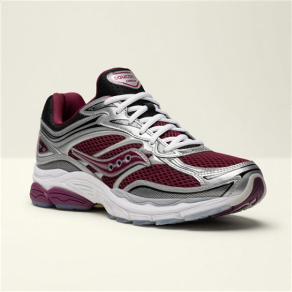 Saucony ProGrid Omni 9 — Bordeaux / Argent / Blanc vue 2