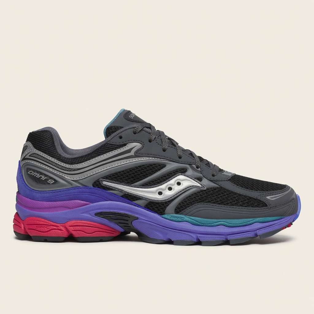 Saucony ProGrid Omni 9 — Gris / Violet / Noir