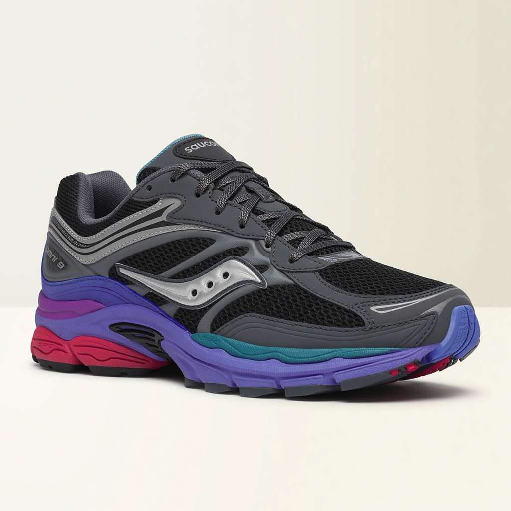 Saucony ProGrid Omni 9 — Gris / Violet / Noir vue 2