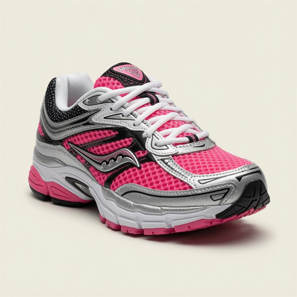 Saucony ProGrid Omni 9 — Rose / Argent / Noir vue 2