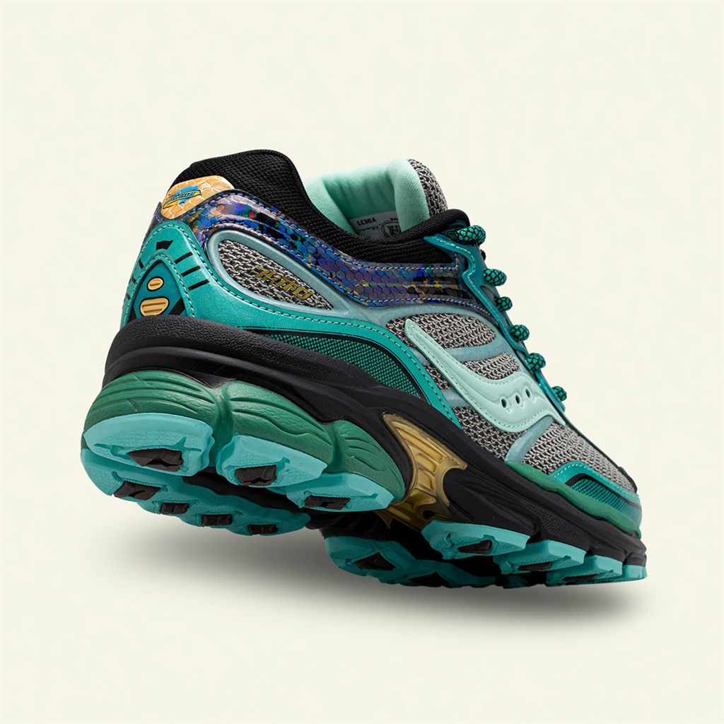 Saucony ProGrid Omni 9 — Turquoise / Gris / Vert vue 2