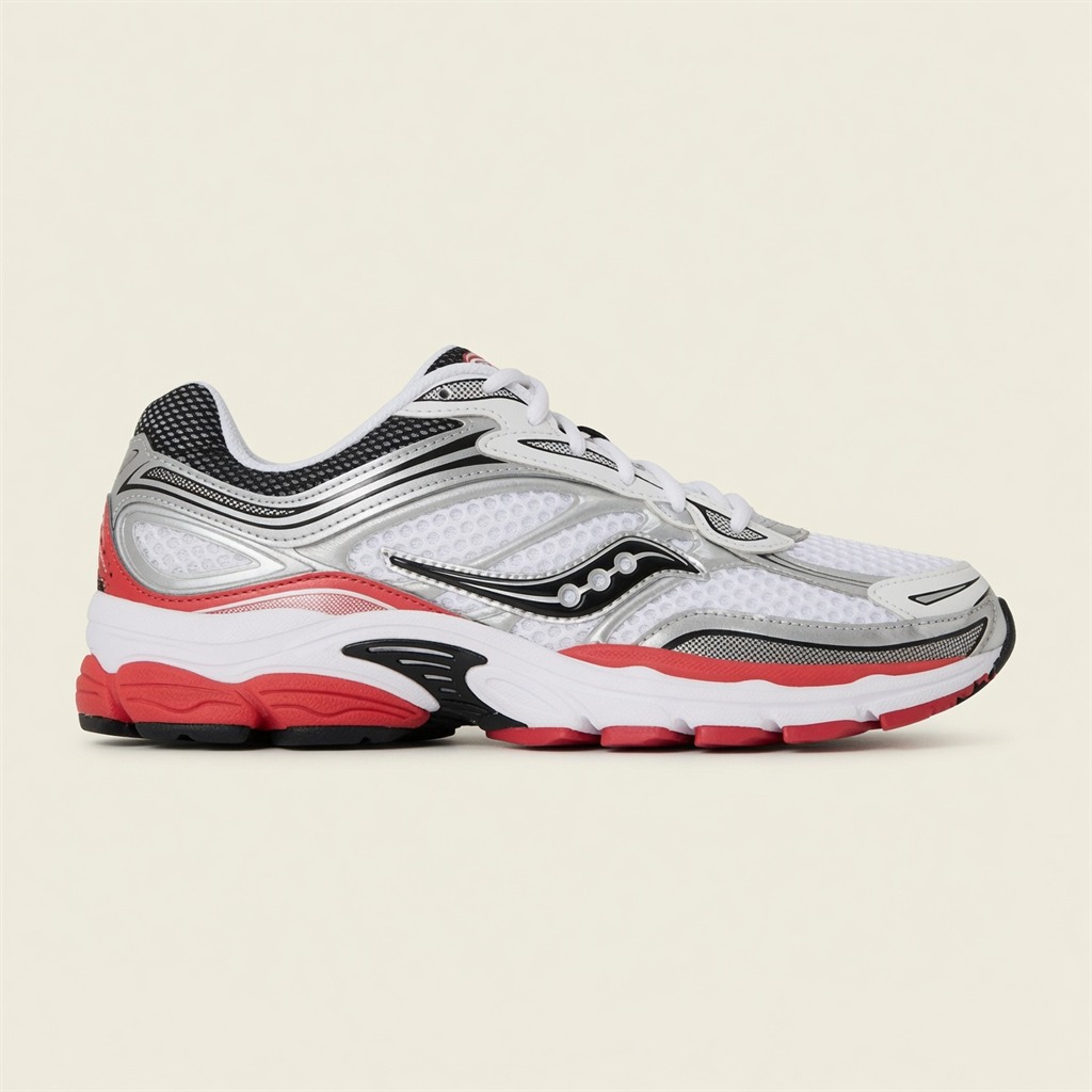 Saucony ProGrid Triumph 4 — Blanc / Argent / Rouge