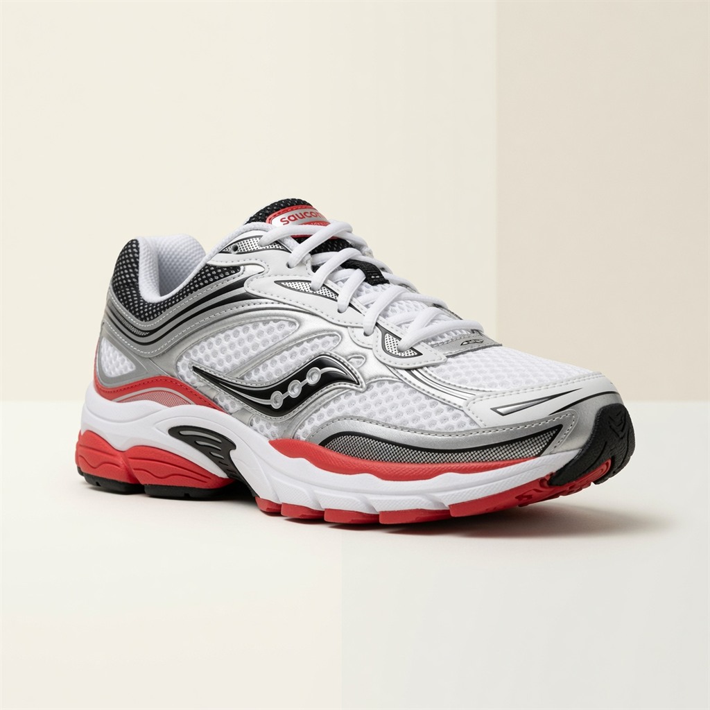 Saucony ProGrid Triumph 4 — Blanc / Argent / Rouge vue 2