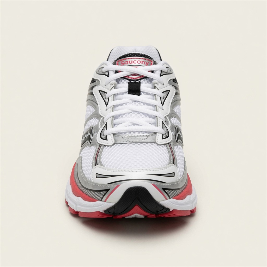 Saucony ProGrid Triumph 4 — Blanc / Argent / Rouge vue 3